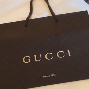 GUCCI FIRENZE SHOPPING BAG BROWN W/gold logo